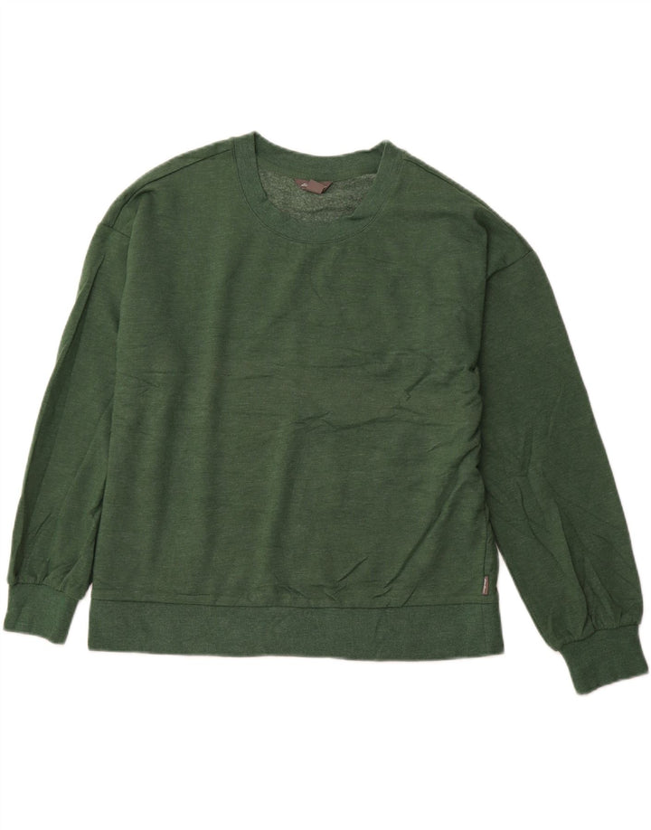 EDDIE BAUER Dame Sweatshirt Jumper UK 14 Medium Green Bomuld