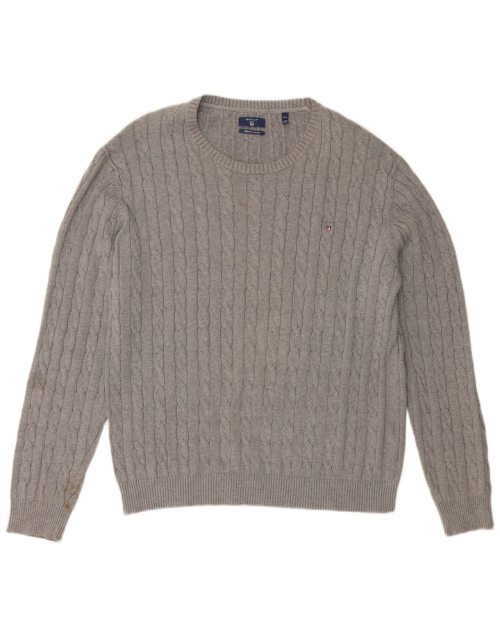 GANT Herre sweater med rund hals 3XL grå bomuld