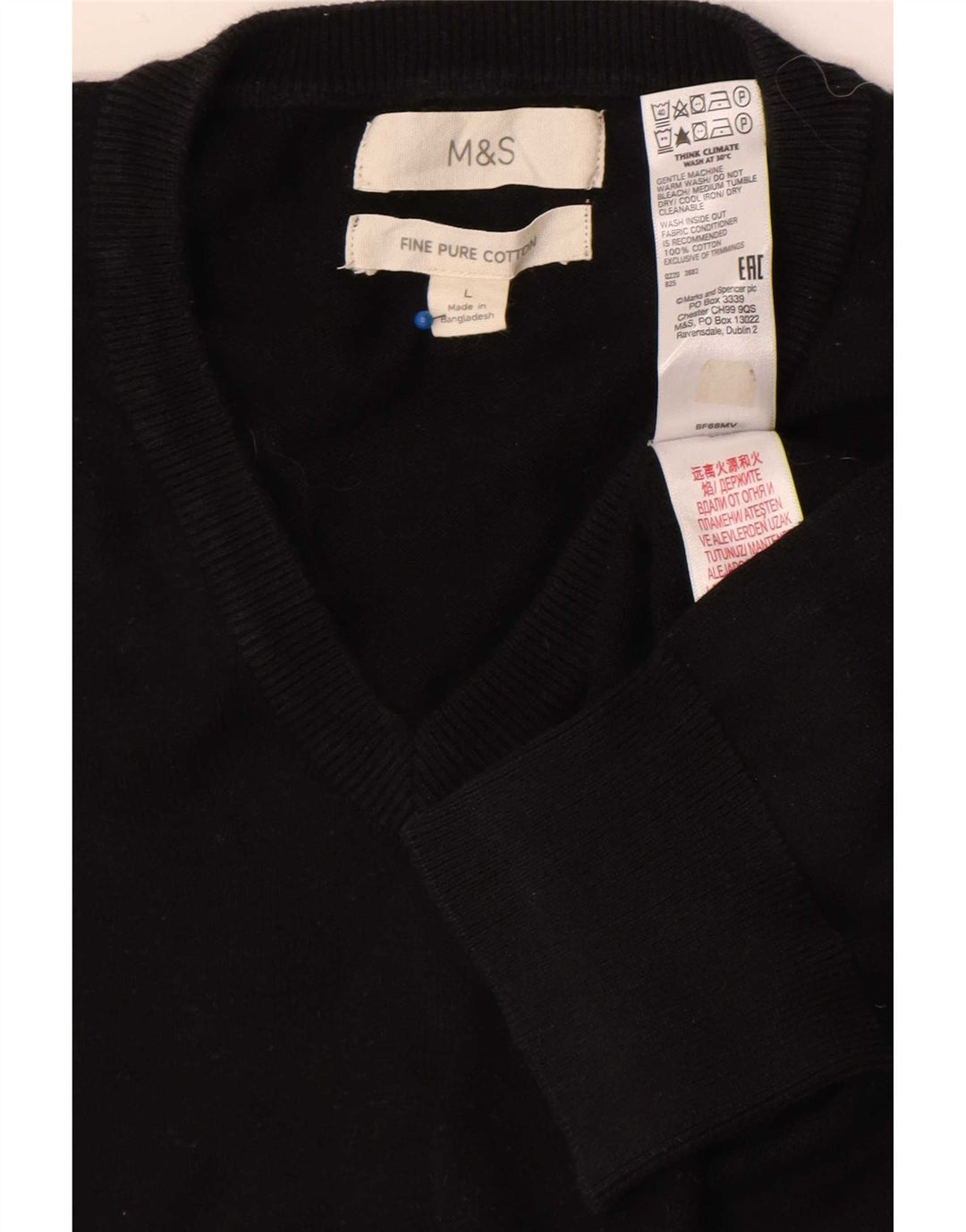 Marks & Spencer Herre V-hals sweater Stor sort bomuld