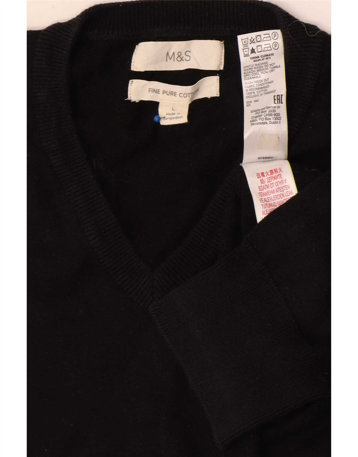 Marks & Spencer Herre V-hals sweater Stor sort bomuld