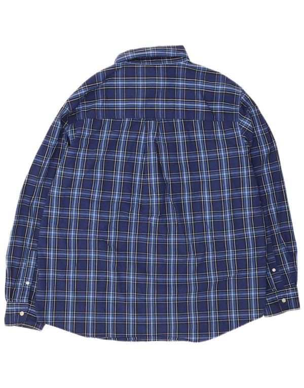 Chaps Herre Easy Care skjorte XL marineblå ternet bomuld