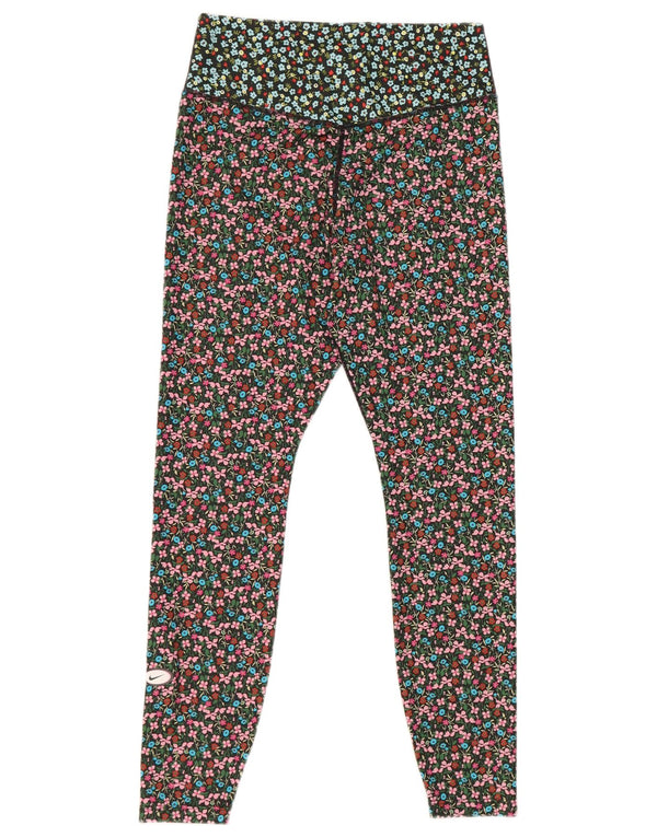 Nike Dame Dri Fit Leggings UK 14 Medium Multicolored Floral Polyester