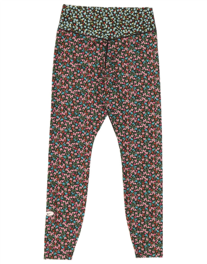 Nike Dame Dri Fit Leggings UK 14 Medium Multicolored Floral Polyester