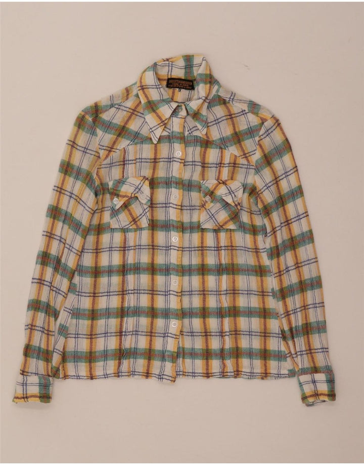 Vintage dameskjorte IT 44 Medium flerfarvet ternet bomuld