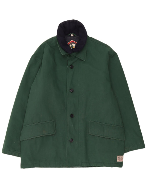 Vintage overfrakke til mænd UK 38 Medium Green Polyester
