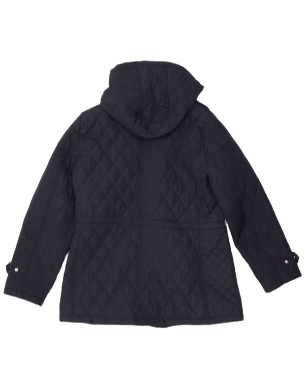 Michael Kors Dame Hætte Military Quiltet Jakke UK 16 Large Navy Blue
