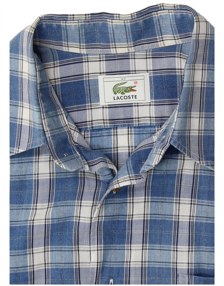 LACOSTE Kortærmet Herreskjorte Størrelse 40 Medium Blue Check