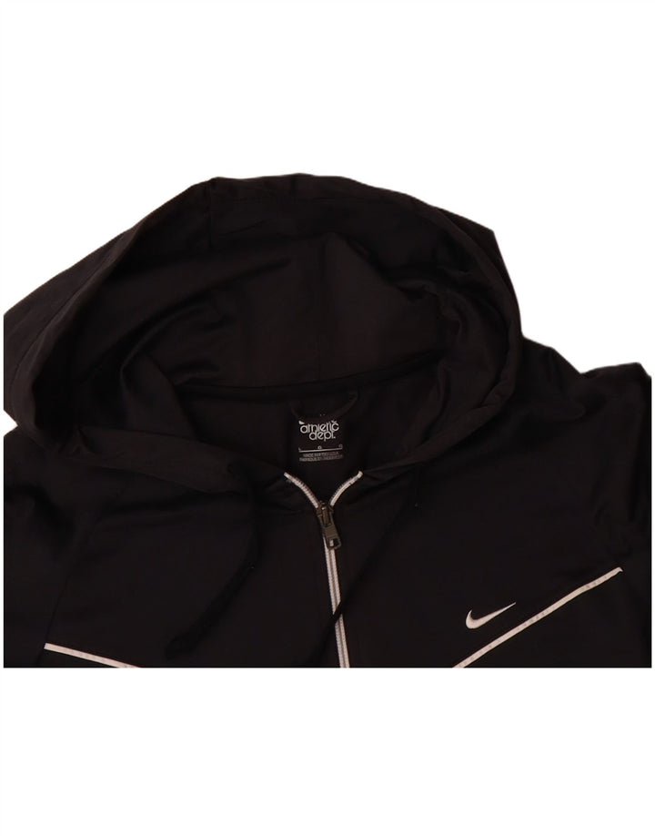 NIKE Girls Zip Hoodie Sweater 12-13 Years Large Black Polyester