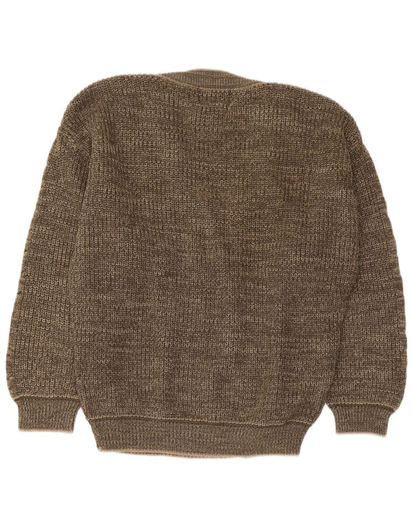 Gianni Abra Herre V-hals sweater Stor brun akryl