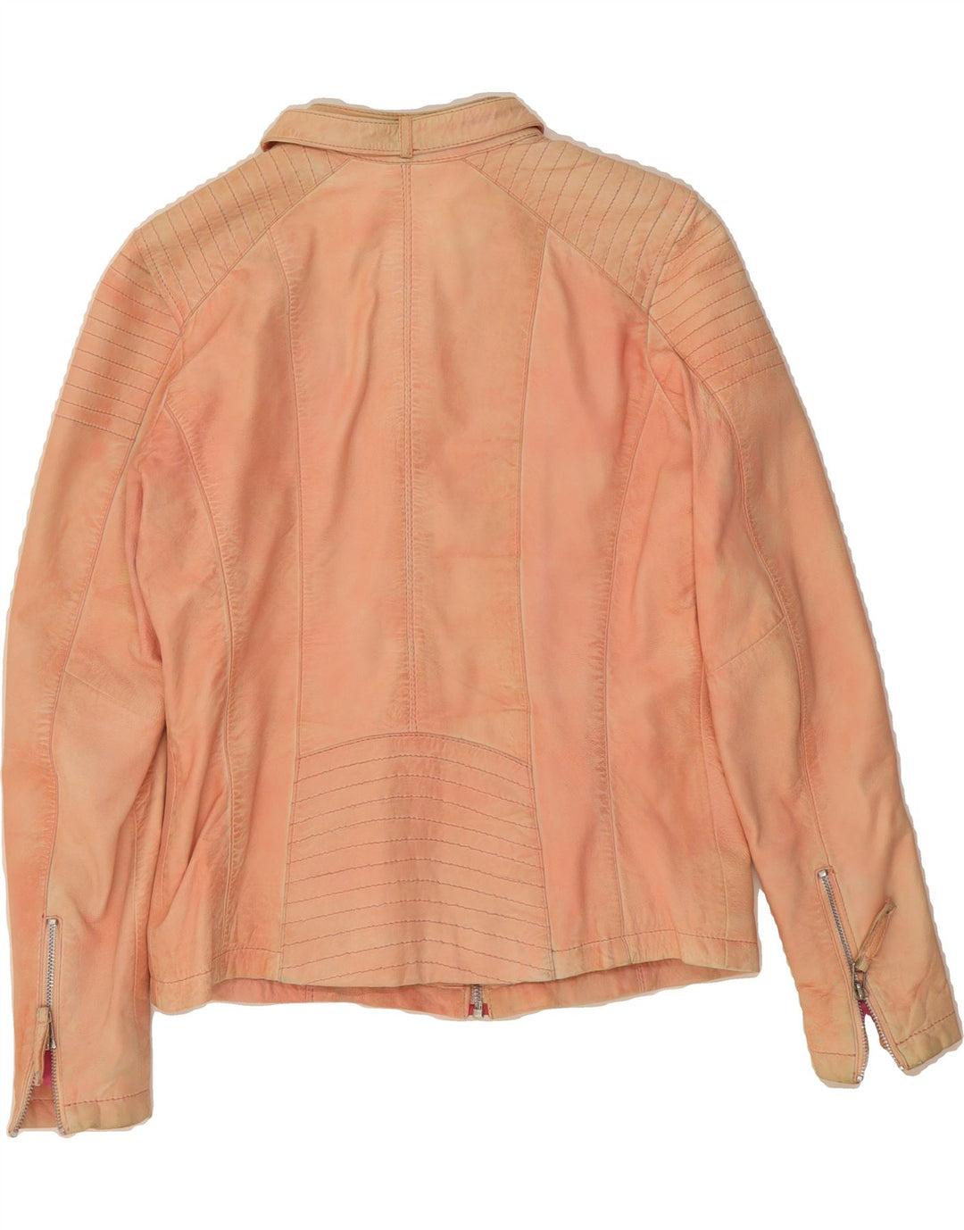 KANGAROOS Womens Faux Leather Biker Jacket UK 12 Medium  Pink Polyester Vintage Kangaroos and Second-Hand Kangaroos from Messina Hembry 