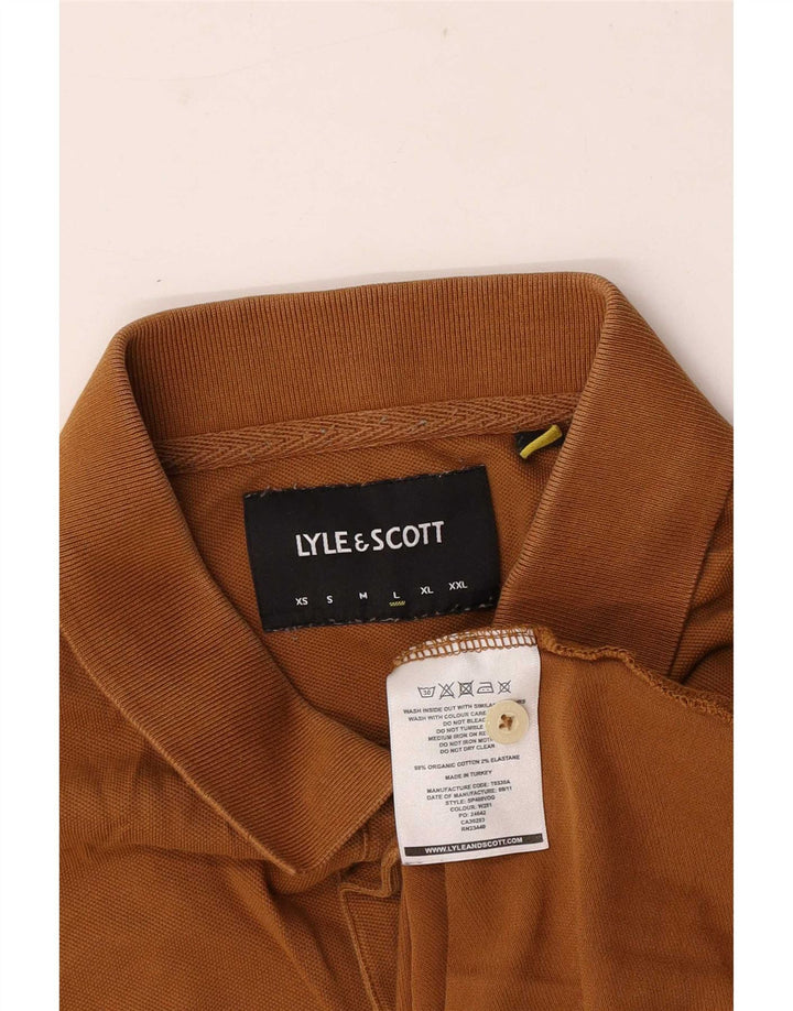 Lyle & Scott herre poloskjorte stor brun bomuld