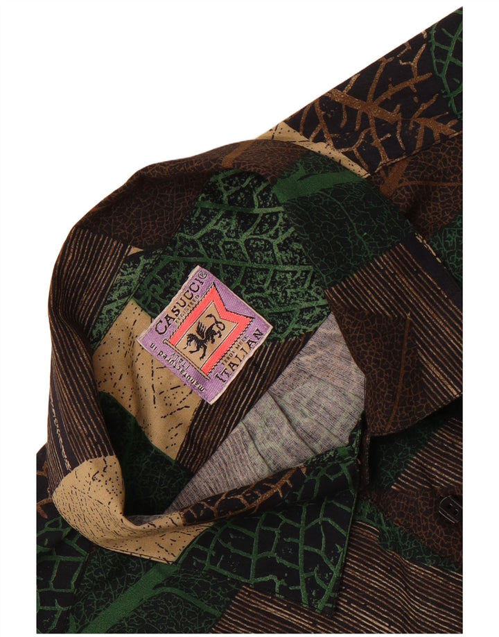 Casucci kortærmet herreskjorte Stor brun patchwork