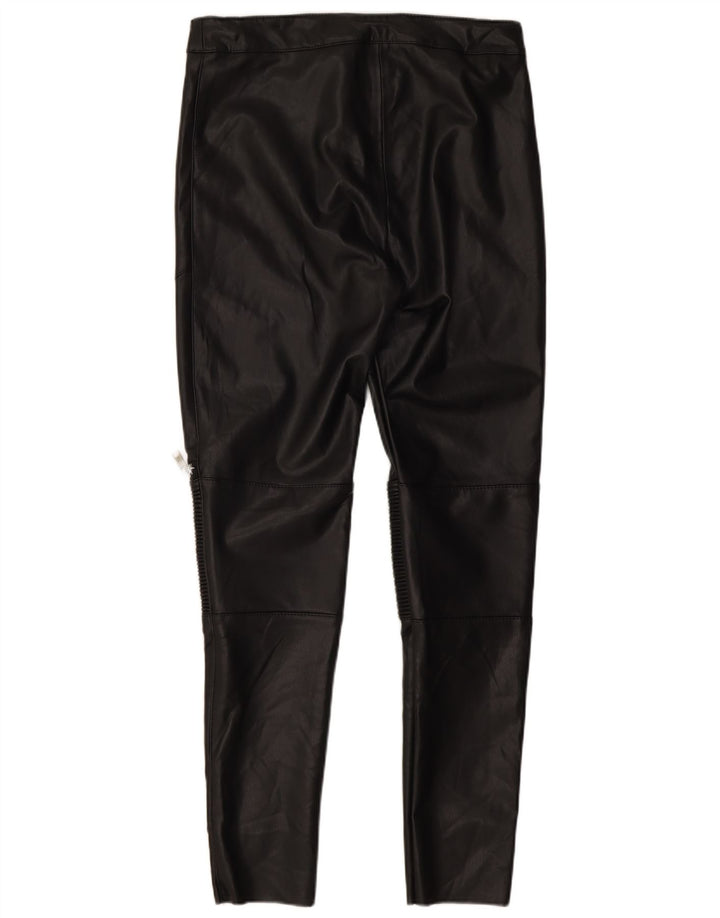 Zara Dame Slim Faux Læder Bukser Medium W28 L27 Sort Polyester