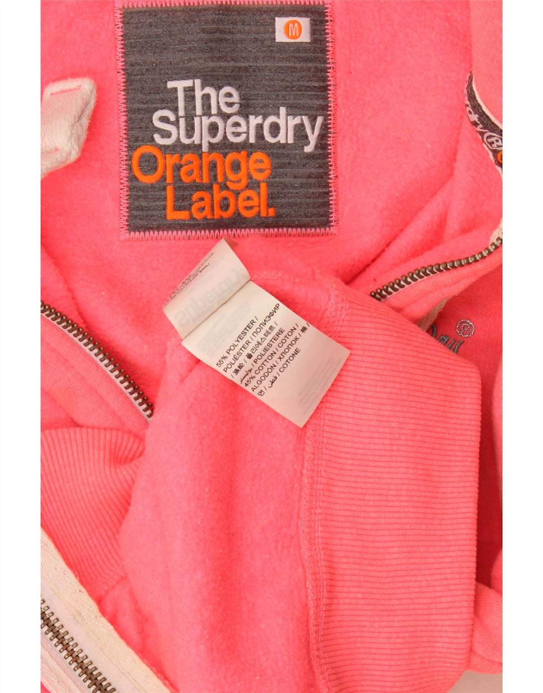 Superdry hættetrøje til kvinder med lynlås UK 14 Medium Pink Polyester