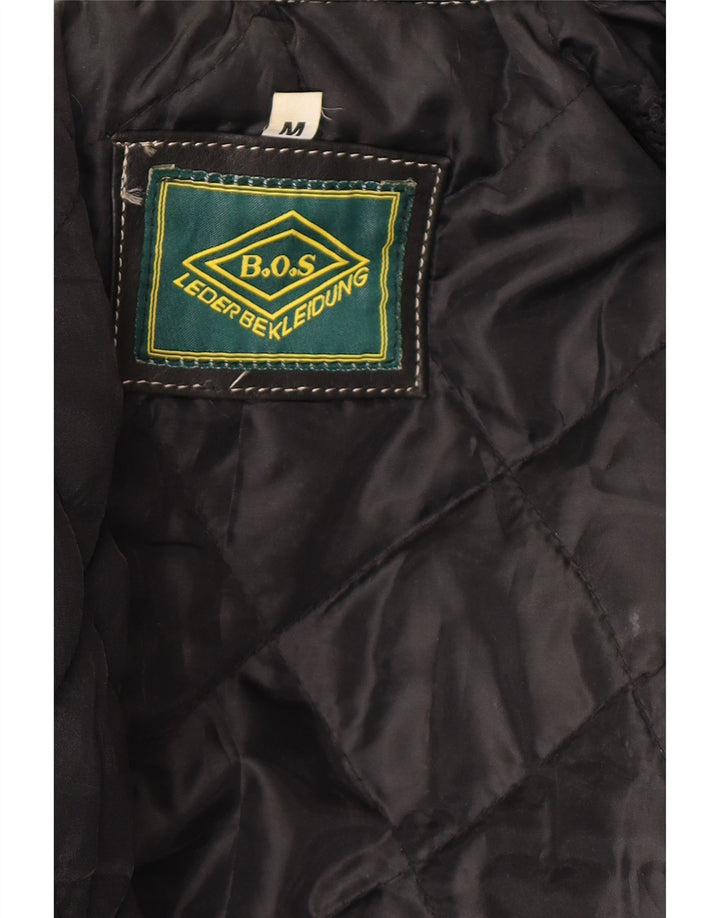 Vintage Herre Læder Biker Jacket UK 38 Medium Sort Colourblock Læder