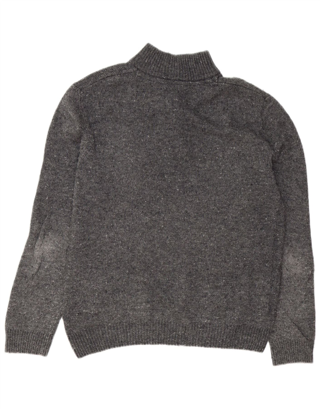 Besætningstøj Herre Button Neck Jumper Sweater Medium Grey Flecked Lammeuld