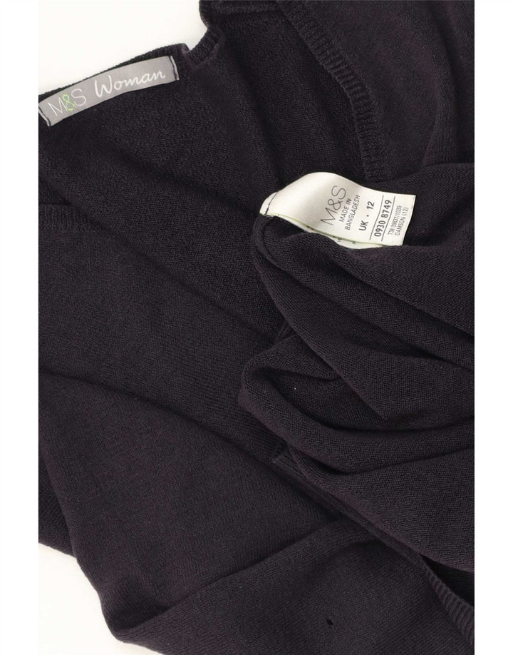 Marks & Spencer Dame V-hals sweater UK 12 Medium Navy Blue Akryl