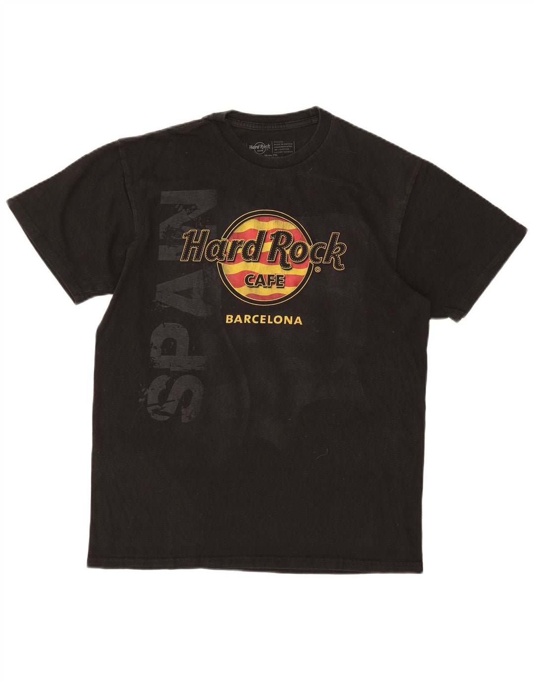 Hard Rock Cafe Herre Barcelona Grafisk T-Shirt Top Medium Sort Bomuld