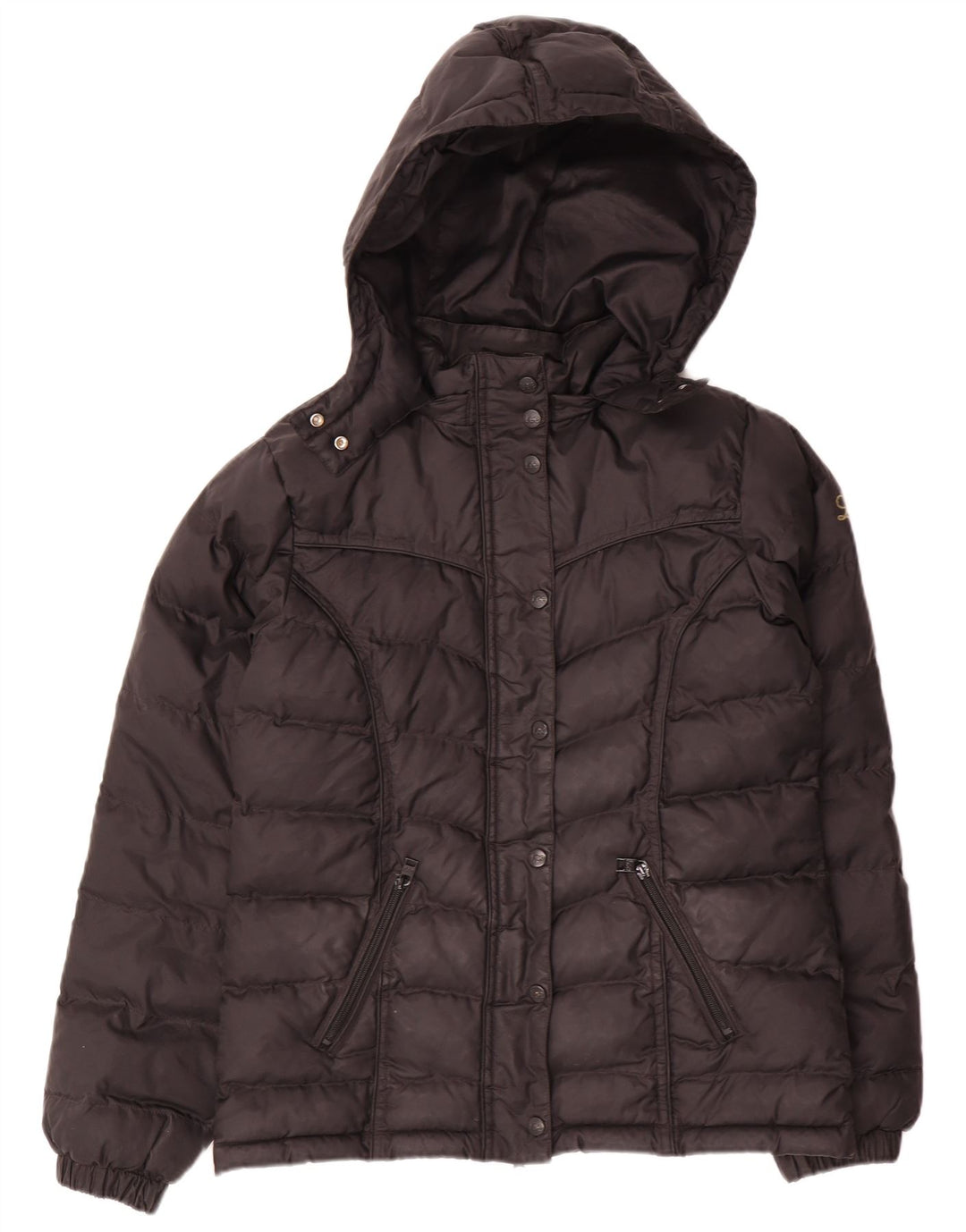 Lee Dame Hætte Oversized Polstret Jakke UK 6 XS Sort Polyamid