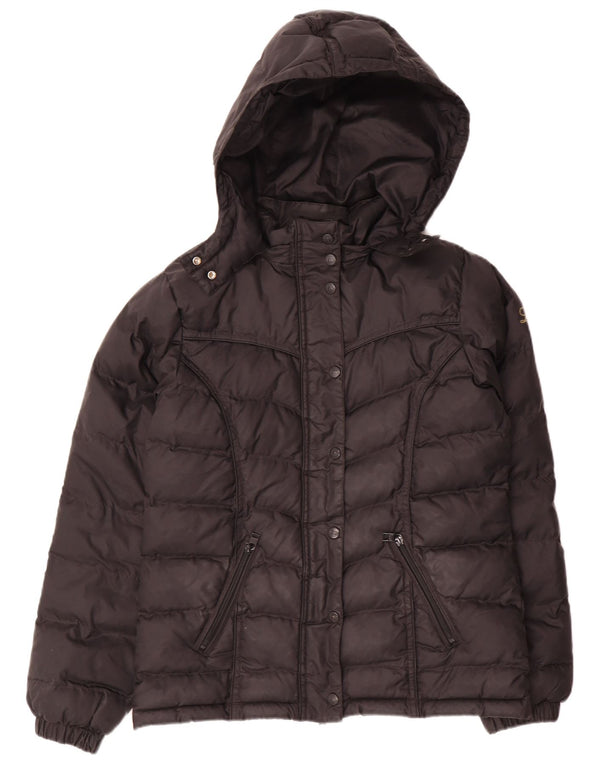 Lee Dame Hætte Oversized Polstret Jakke UK 6 XS Sort Polyamid