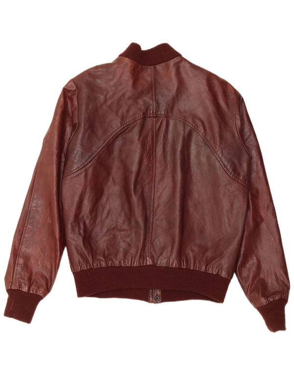 C&A Herre Læderjakke UK 38 Medium Burgundy Læder