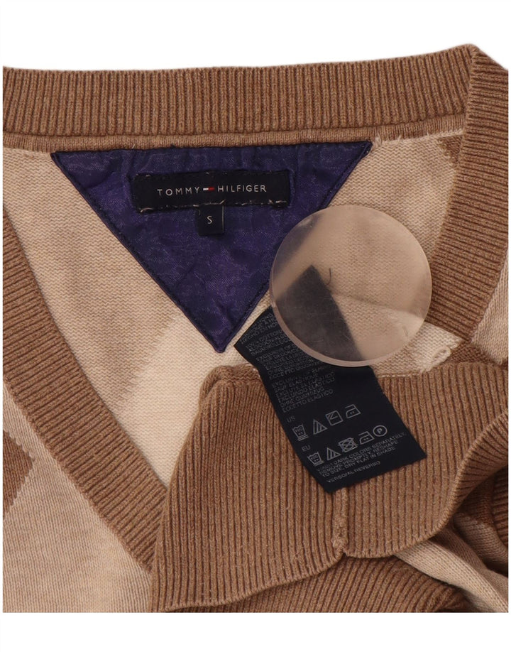 TOMMY HILFIGER Dame V-hals sweater UK 10 Lille Brun