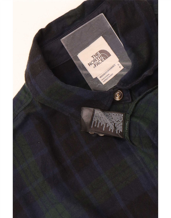 The North Face Dame Oversized Flanell Shirt UK 10 Small Navy Blue Check