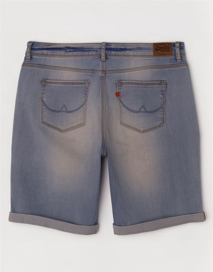 Superdry Bermuda skinny denimshorts W30 mellemblå bomuld til kvinder
