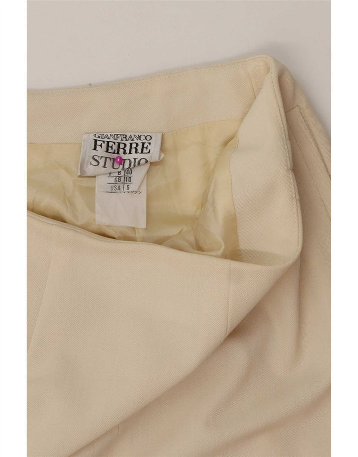 Gianfranco Ferre kvinders blyantnederdel UK 10 Small W27 Off White Polyester