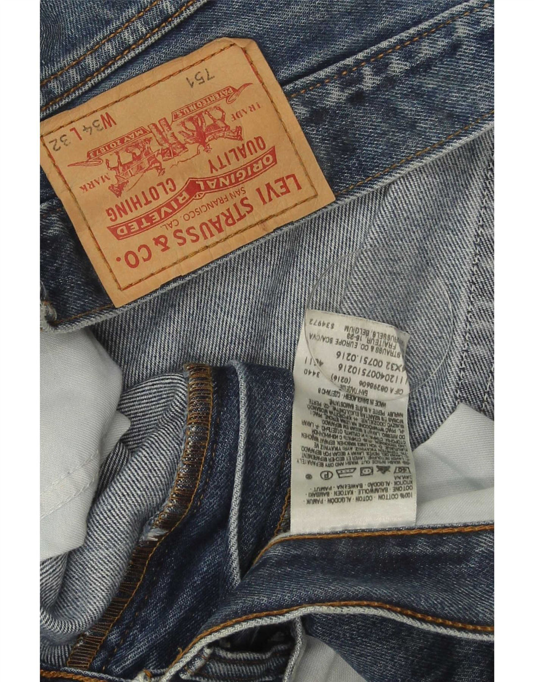Levi's Herre 751 lige jeans W34 L32 blå bomuld
