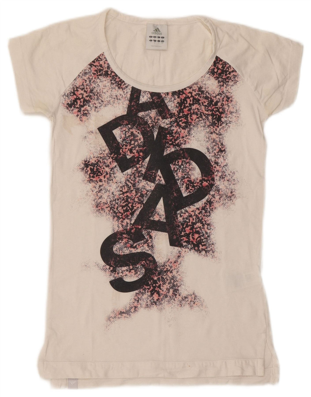 ADIDAS Grafisk T-shirt top til kvinder DK 10 Small White Animal Print Bomuld