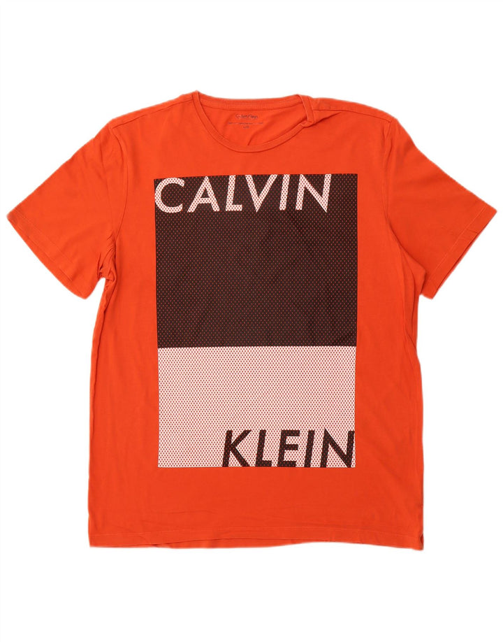 CALVIN KLEIN Herre Grafisk T-Shirt Top Stor Orange