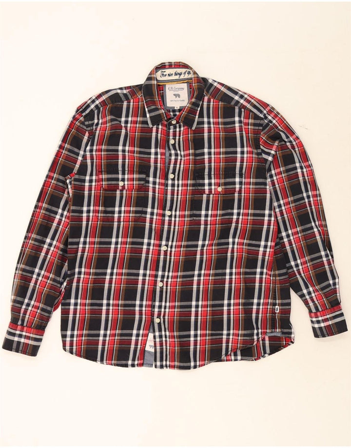 E.B. COMPANY Mens Flannel Shirt XL Red Check Cotton Vintage E.B. Company and Second-Hand E.B. Company from Messina Hembry 