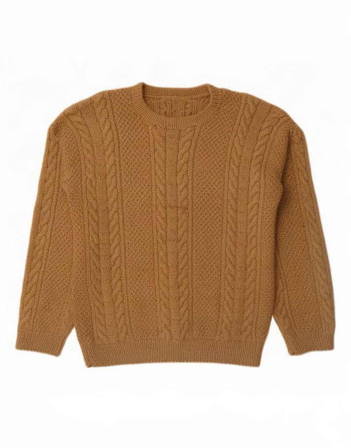 Vintage herre sweater med rund hals, stor brun
