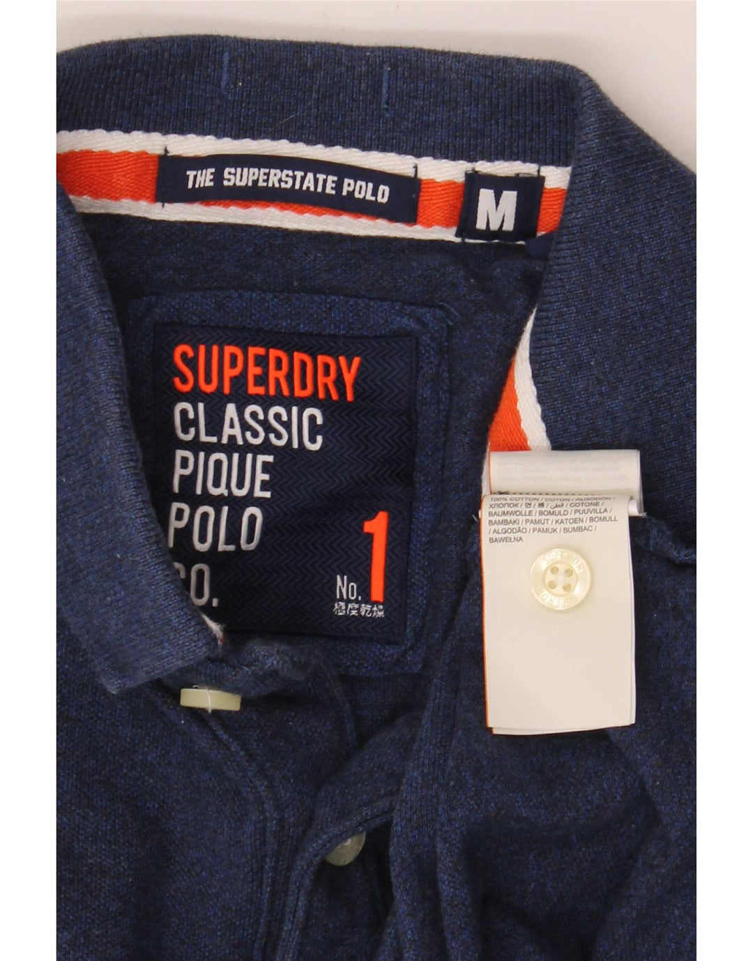 Superdry grafisk poloshirt til mænd, medium marineblå bomuld