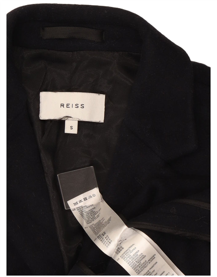 Reiss Herre Overfrakke UK 36 Small Navy Blue Wool