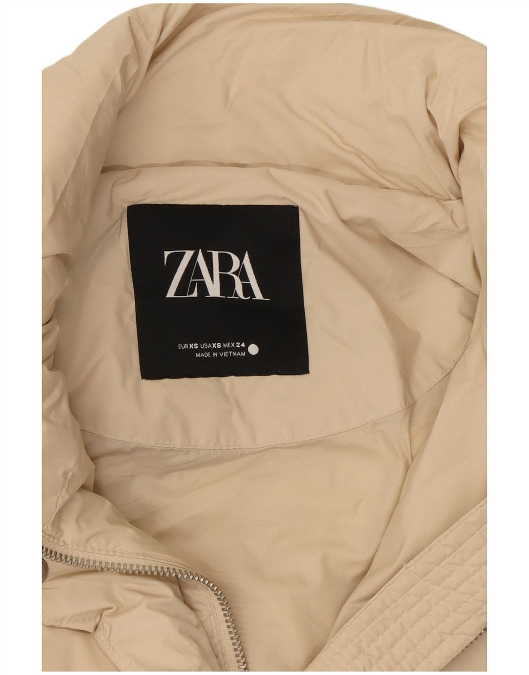 ZARA oversize polstret frakke til kvinder UK 6 XS beige polyester