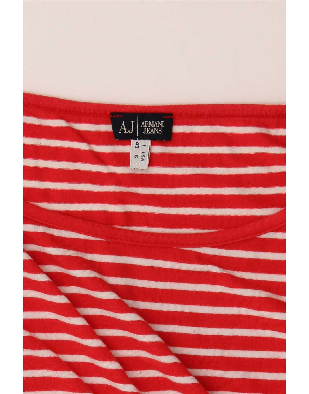 Armani Jeans Dame Top 3/4 ærmer UK 10 Lille rød stribet
