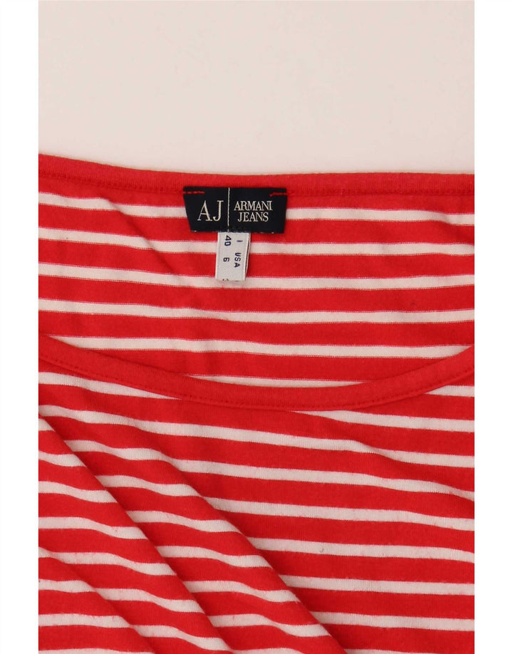 Armani Jeans Dame Top 3/4 ærmer UK 10 Lille rød stribet