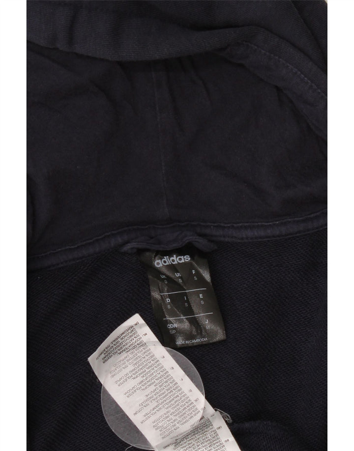 ADIDAS Mens Zip Hoodie Sweater Small Navy Blue Polyester