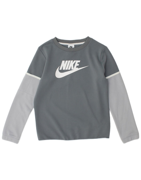 Nike Boys Grafisk Top Langærmet 10-11 år Medium Grey Colourblock