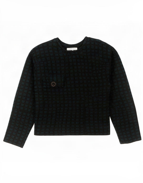 Zara Dame Top Langærmet UK 10 Lille Sort Geometrisk Polyester