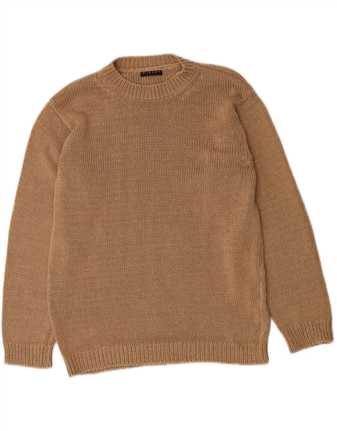 SISLEY Womens Crew Neck Jumper Sweater UK 14 Medium Brown Acrylic Vintage Sisley and Second-Hand Sisley from Messina Hembry 
