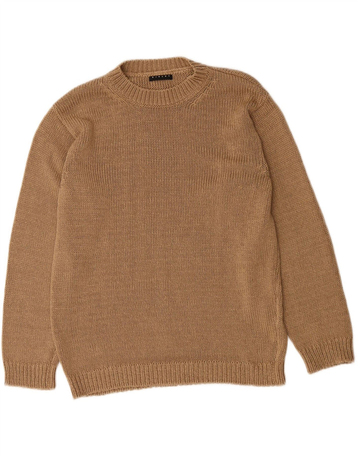 SISLEY Womens Crew Neck Jumper Sweater UK 14 Medium Brown Acrylic Vintage Sisley and Second-Hand Sisley from Messina Hembry 