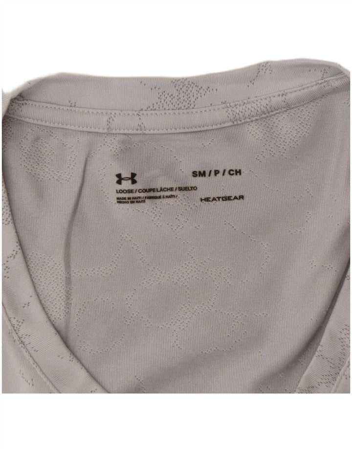 Under Armour Dame Heat Gear Abstrakt T-Shirt Top UK 10 Små Grå
