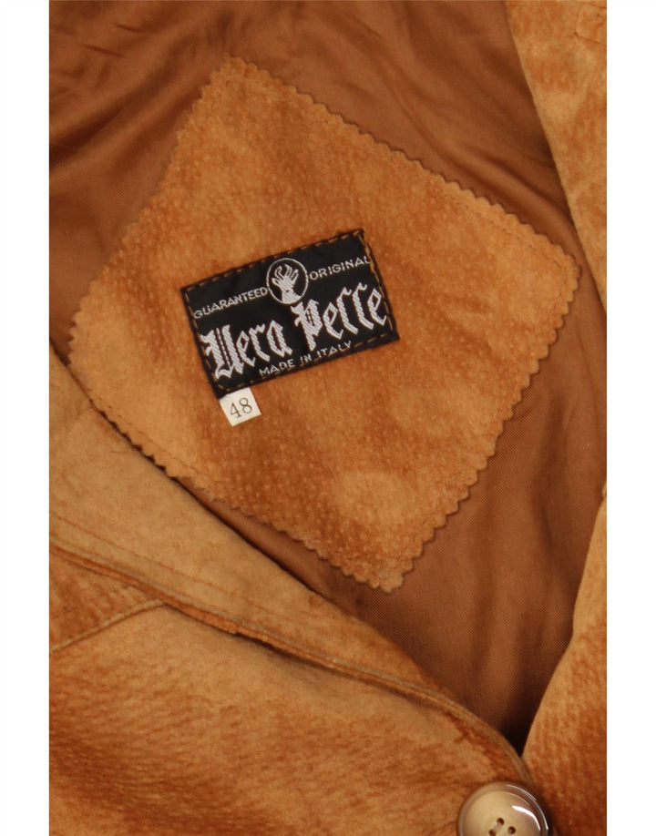 Vera Pelle Dame Oversized Ruskindsjakke IT 48 XL Beige Læder