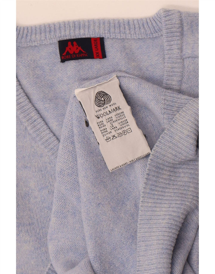 Kappa Herre V-hals sweater 2XL Blå Virgin Wool
