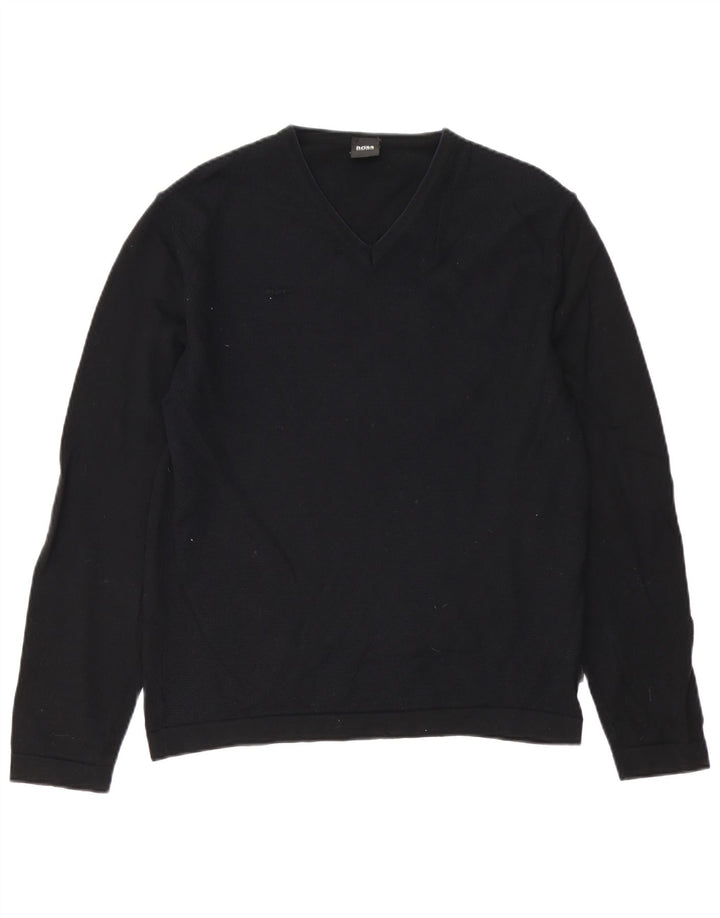 Hugo Boss Herre V-hals sweater Medium Sort Virgin Wool