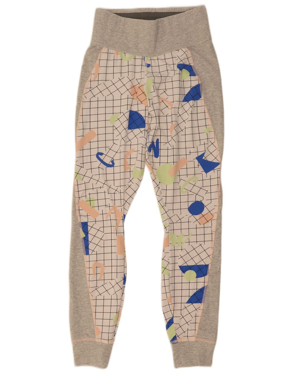Nike Dame træningsdragt Bukser Joggers UK 8 Small Grey Geometric