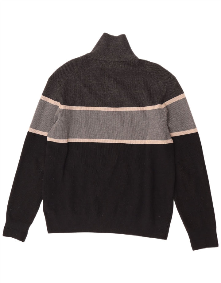 Marks & Spencer Herre Zip Neck Sweater XL Grå Colourblock Polyester